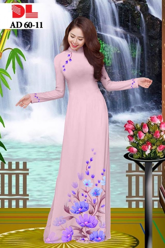 Vải áo dài hoa tà dưới