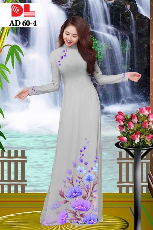 Vải áo dài hoa tà dưới