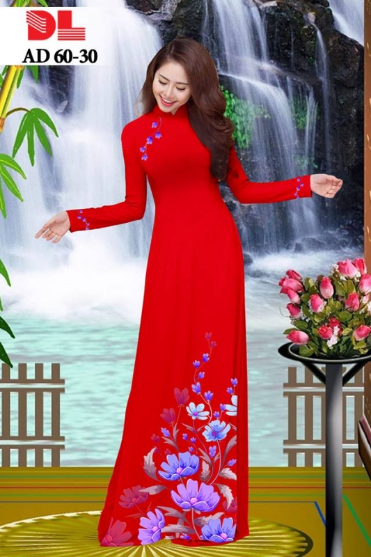 Vải áo dài hoa tà dưới