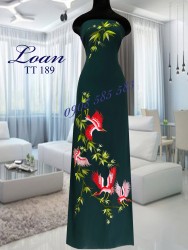 Vải áo dài thêu hạc