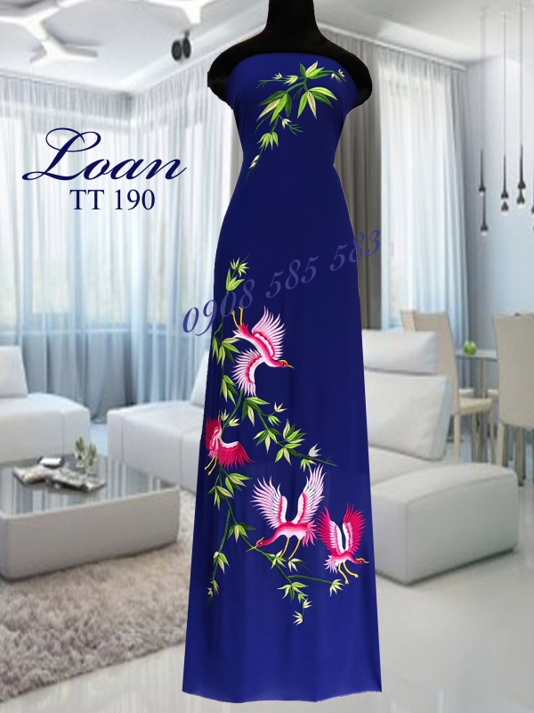 Vải áo dài thêu hạc