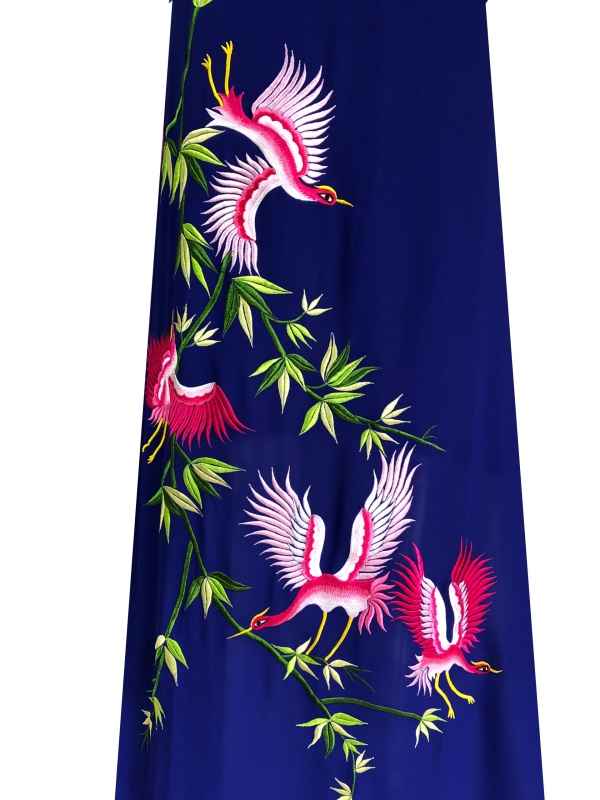 Vải áo dài thêu hạc