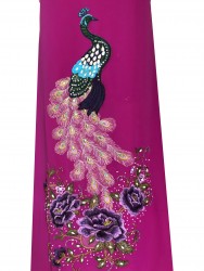 Vải áo dài kết đá chim công