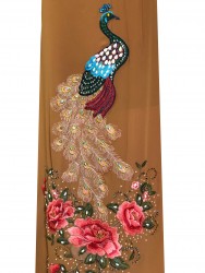 Vải áo dài kết đá chim công