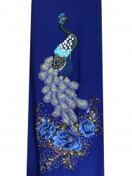 Vải áo dài kết đá chim công