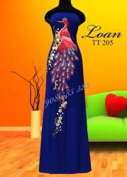 Vải áo dài thêu chim công