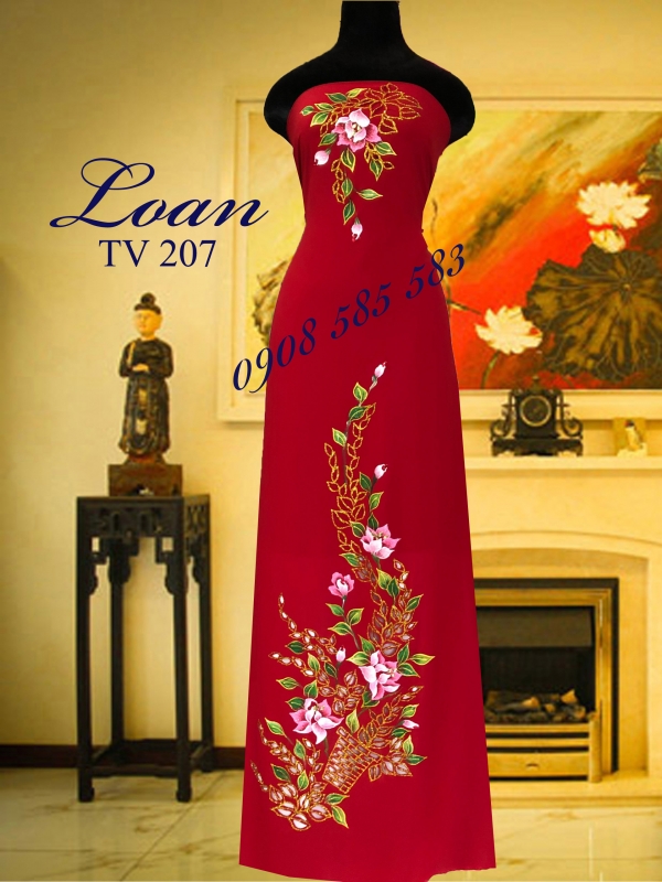 Vải áo dài vẽ kim tuyến