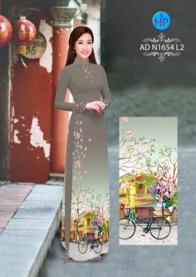 Vải áo dài hình xe đạp-DT 4130