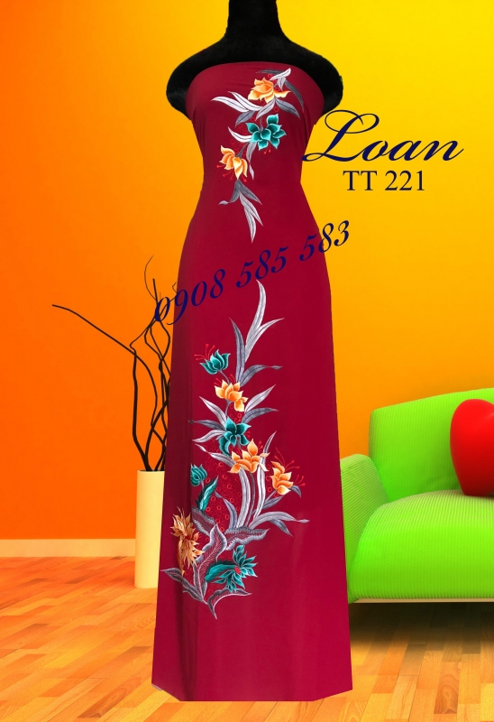 Vải áo dài thêu hoa