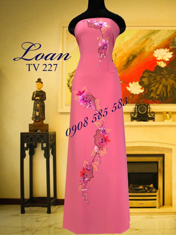 Vải áo dài vẽ đính đá