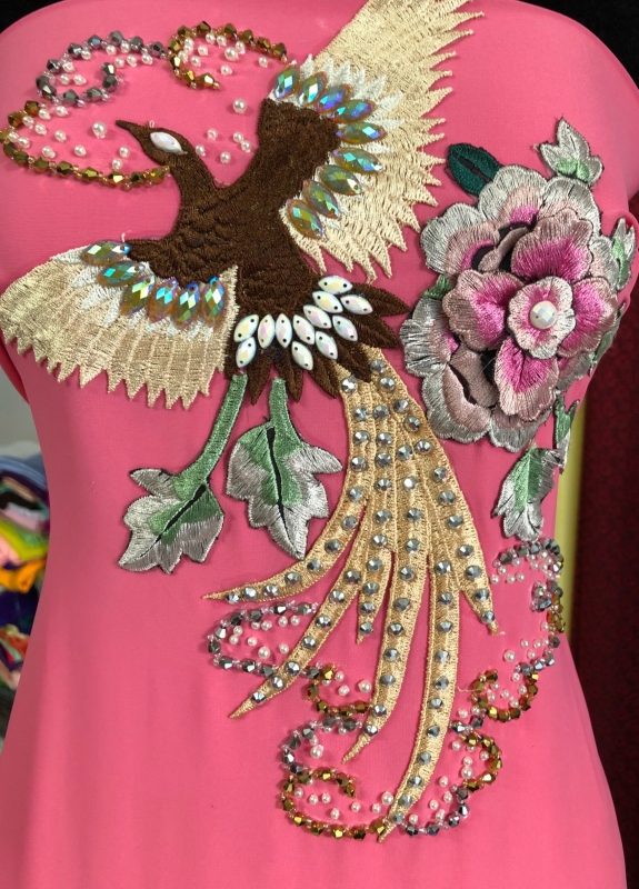 Vải áo dài kết đá