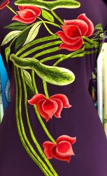 Vải áo dài thêu hoa sen