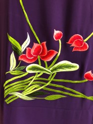 Vải áo dài thêu hoa sen