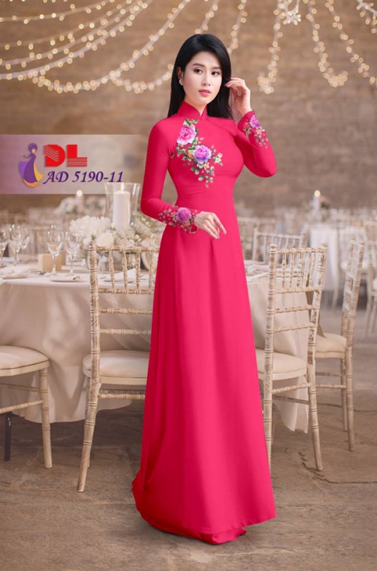Vải áo dài hoa Hồng
