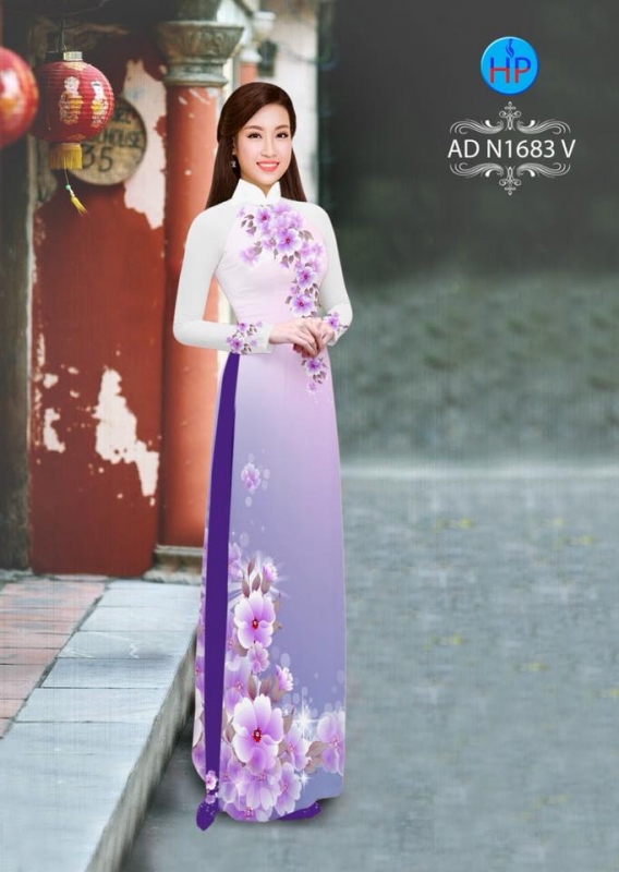Vải áo dài hoa trên dưới