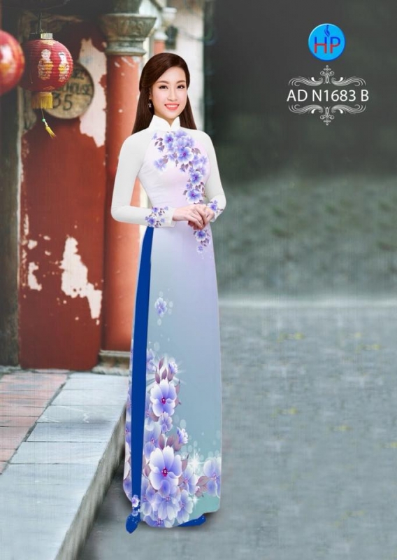 Vải áo dài hoa trên dưới