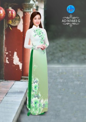 Vải áo dài hoa trên dưới-DT 4190