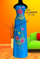 Vải áo dài thêu hoa sen