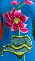 Vải áo dài thêu hoa sen