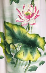 Vải áo dài vẽ hoa sen