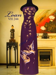 Vải áo dài vẽ hạc