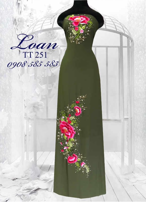 Vải áo dài thêu kết hạt