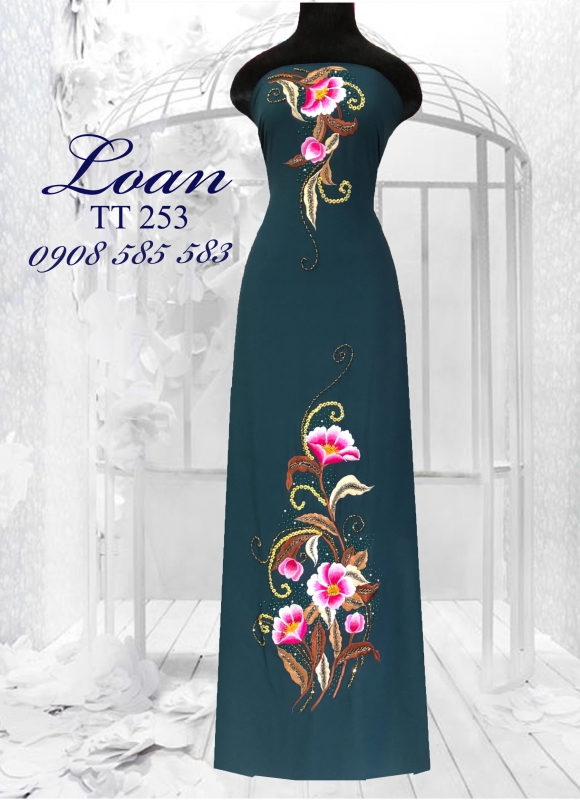 Vải áo dài thêu kết hạt