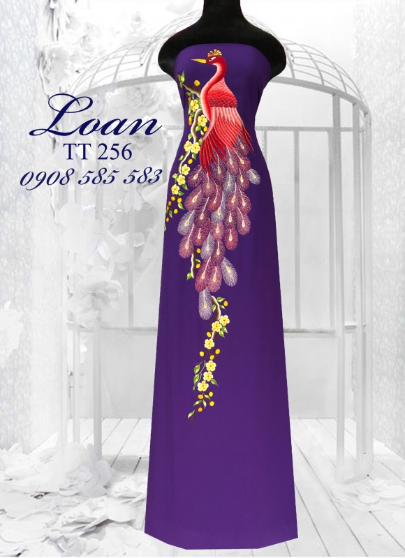 Vải áo dài thêm chim Công