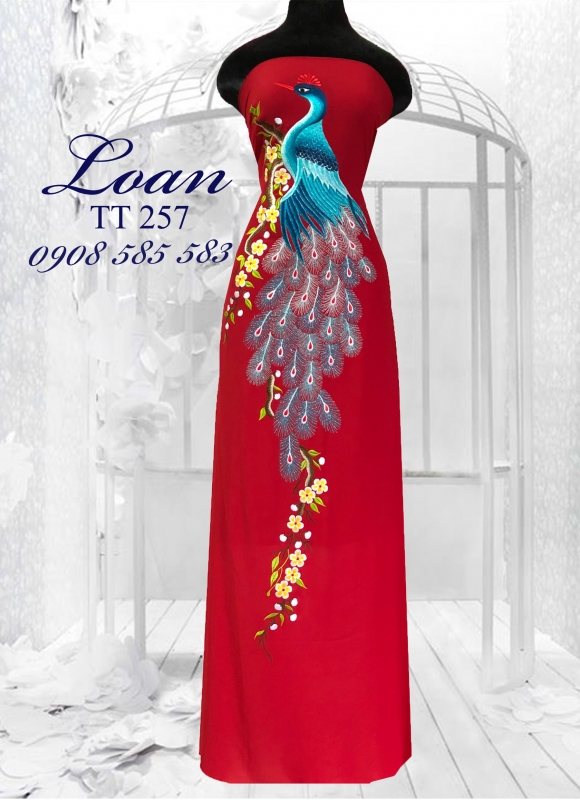 Vải áo dài thêm chim Công