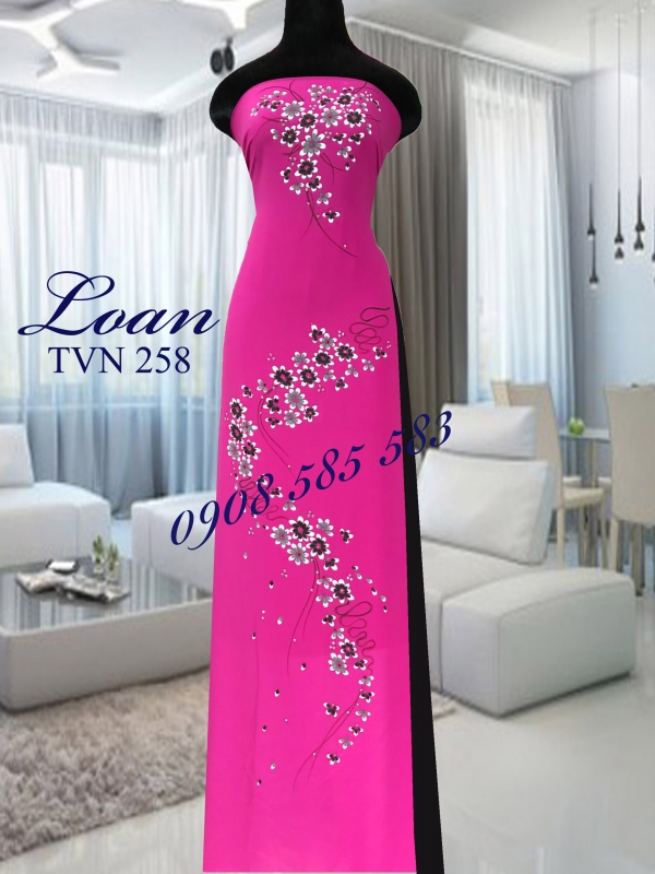 Vải áo dài vẽ hoa nổi