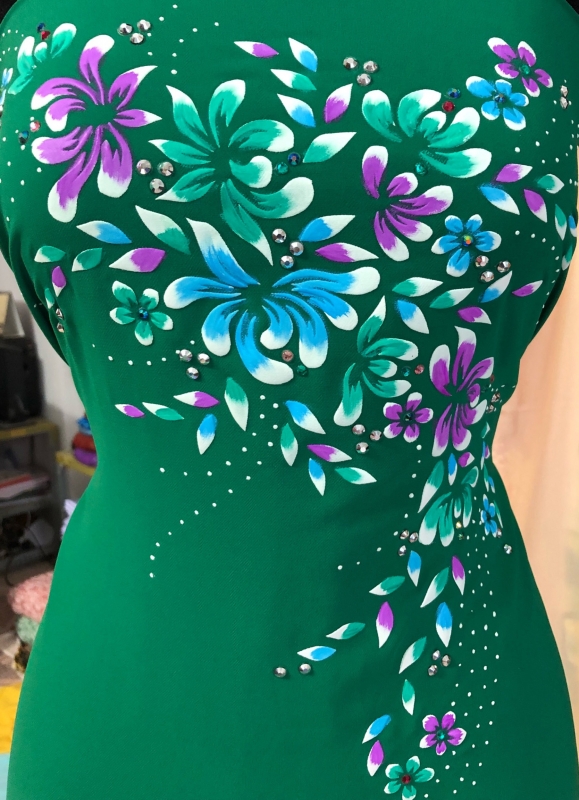Vải áo dài vẽ hoa nổi