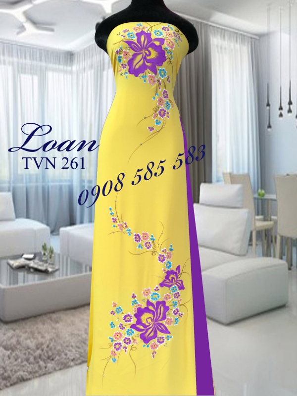 Vải áo dài vẽ hoa nổi