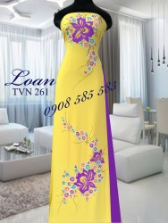 Vải áo dài vẽ hoa nổi