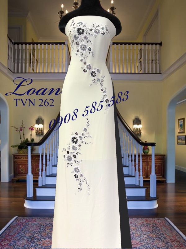 Vải áo dài vẽ hoa nổi