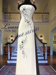 Vải áo dài vẽ hoa nổi