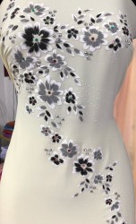 Vải áo dài vẽ hoa nổi