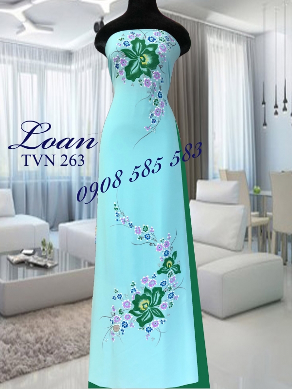 Vải áo dài vẽ hoa nổi