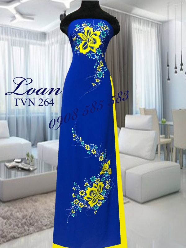 Vải áo dài vẽ hoa nổi