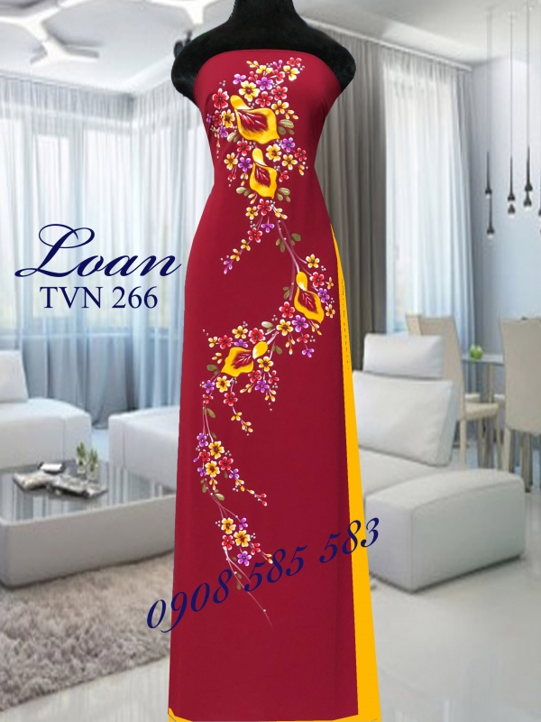 Vải áo dài vẽ hoa nổi