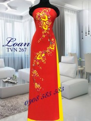 Vải áo dài vẽ hoa nổi