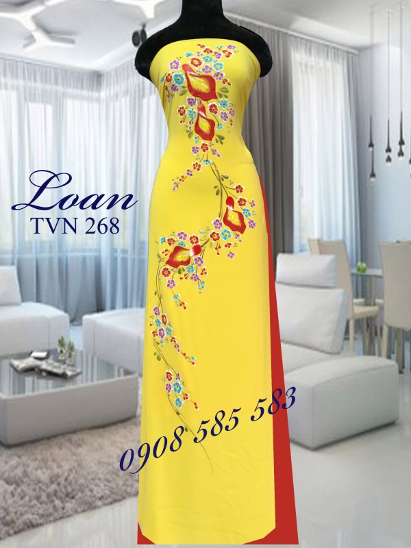 Vải áo dài vẽ hoa nổi