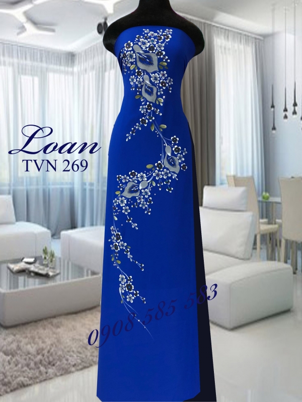 Vải áo dài vẽ hoa nổi