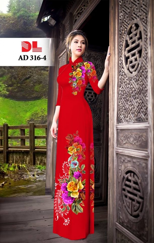 Vải áo dài hoa hồng 3D