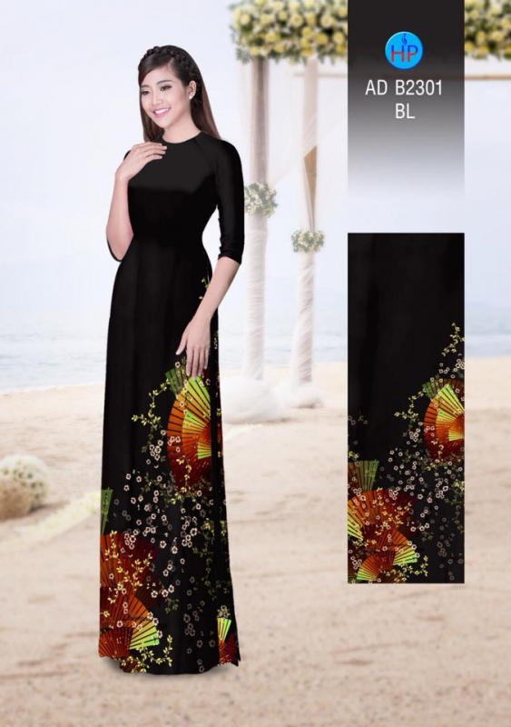 Vải áo dài họa tiết quạt giấy Vải áo dài họa tiết quạt giấy