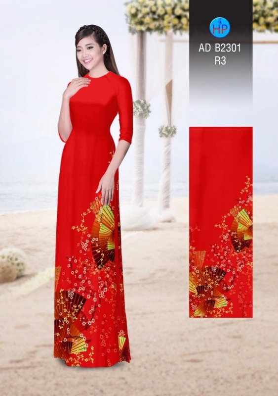 Vải áo dài họa tiết quạt giấy Vải áo dài họa tiết quạt giấy