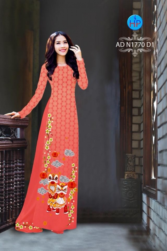 Vải áo dài hình múa Lân