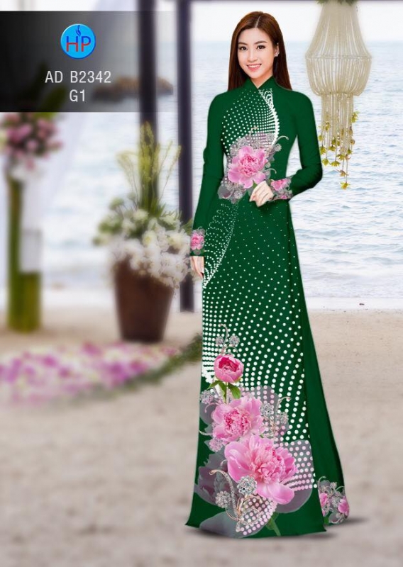 Vải áo dài hoa và chấm bi