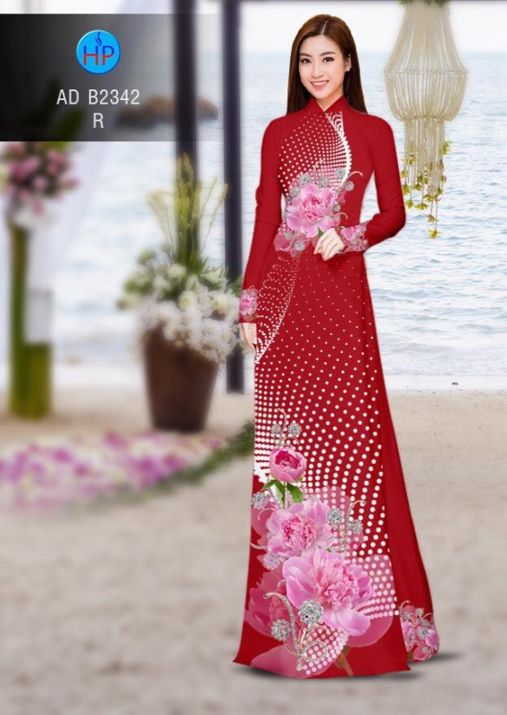 Vải áo dài hoa và chấm bi
