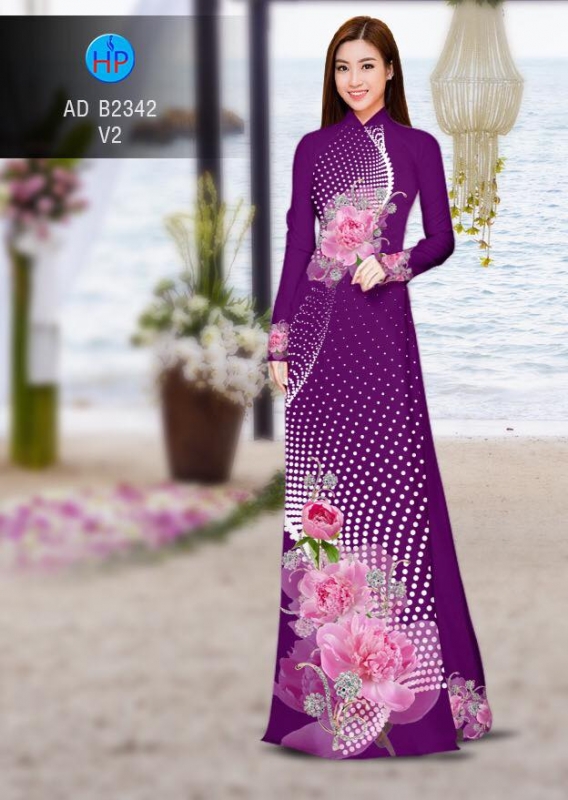 Vải áo dài hoa và chấm bi