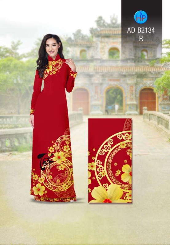 Vải áo dài hoa văn tết